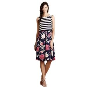 Anthropologie Moulinette Soeurs Split Print Striped & Floral Dress size 4